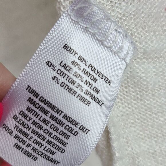 PS Aeropostale Girls 14 Cream Waterfall Open Front Cardigan Sweater Lace Trim - Picture 6 of 8